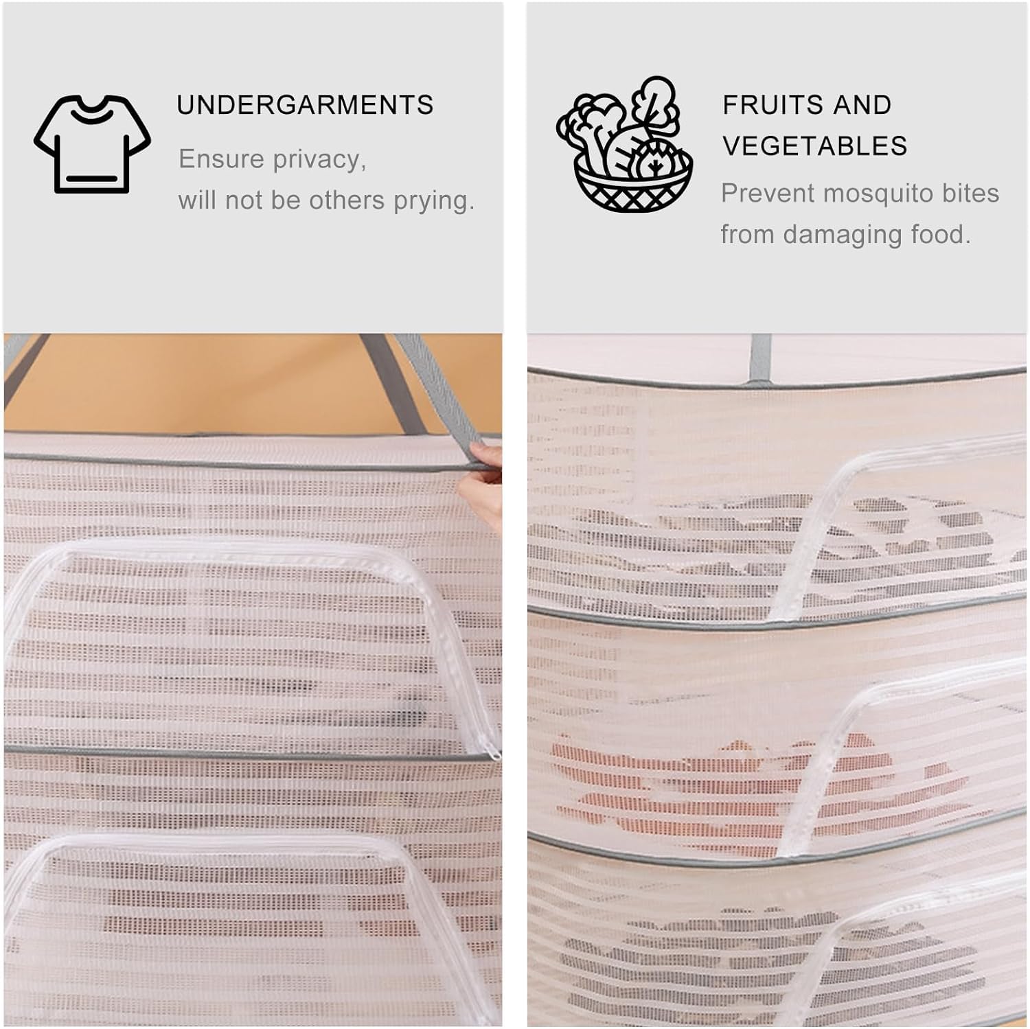 Bayleef Drying Rack 3 Layer Hanging Mesh Net for Plants Hanging Drying Fish Net Foldable Mesh Dryer for Buds, Fruits, Hydroponics Flowers, Vegetables, Fish or Clothes 4