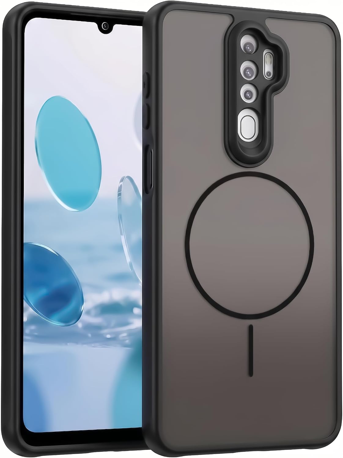 Dl3 Mobilak Case For OPPO A9 2020 / OPPO A5 2020 Translucent Matte PC Back & Soft TPU Edge, [Not Compatible with MagSafe] Anti-Scratch Shockproof Protective Cover with Full Camera Protection - Black