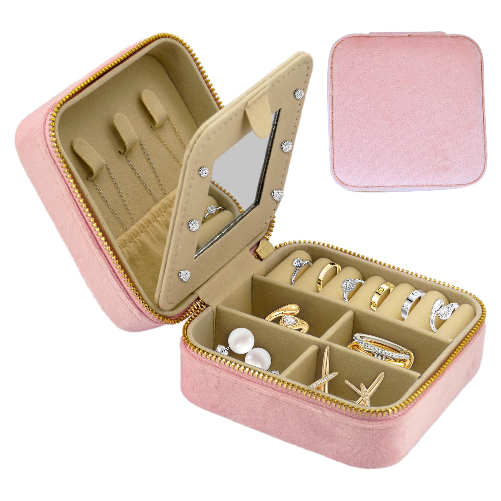 Travel Jewelry Box 3 93 3 93 Portable Small Velvet Jewlery Organizers and Storage with Mirror Mini Travel