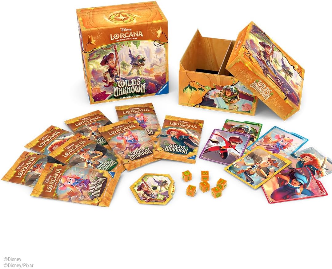 Ravensburger Disney Lorcana TCG: Wilds Unknown Illumineer's Trove for Ages 8 and Up - Secure Card Storage - Includes 8 Booster Packs, Damage Counter Dice, Card Dividers - Original Disney Artwork