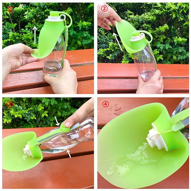 Foto 7 de 8 de Petsoigné Botella de Agua para Perros Portátil Botella para Perros de Silicona para Salir (Verde)
