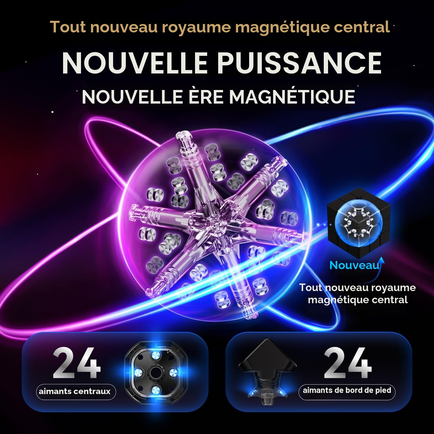 GAN 16 Maglev Max Speed Cube, Cube de Vitesse 3x3 Magnétique, Puissance Stabilité Sensation Max Cube de Vitesse Professionnel, Casse-tête Cérébral pour Enfants et Adultes(Maglev Max)