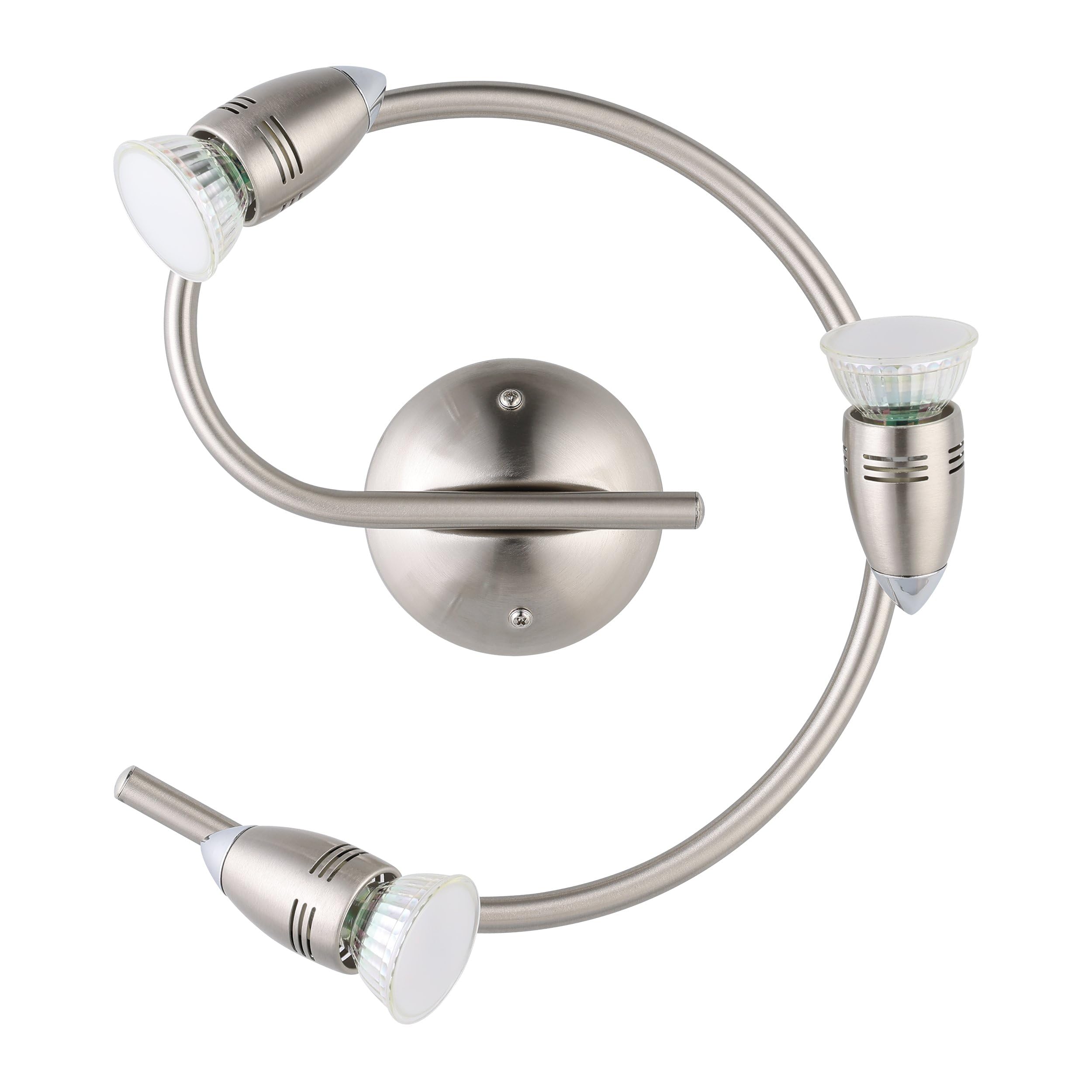 EGLO LED Deckenlampe Magnum LED, 3 flammige Deckenleuchte | Deckenstrahler aus Metall, Wohnzimmerlampe in Nickel-Matt, Chrom, Spots inkl. GU10 Leuchtmittel, warmweiß, Ø 25,5 cm