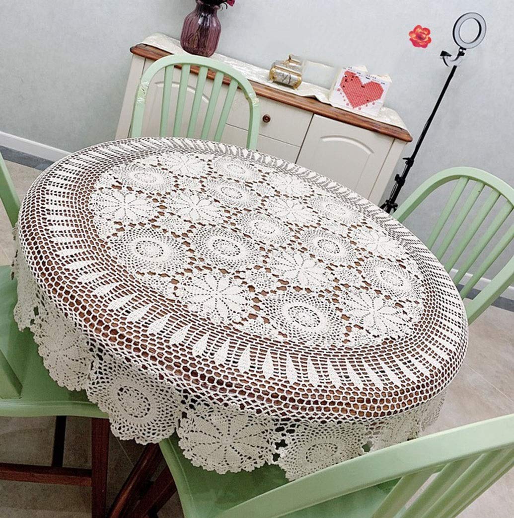 Euroricami Viterbo Copritavolo Rotondo Uncinetto 180 Cm – Fatto A Mano In 100% Cotone, Pizzo Floreale Vintage, Elegante Per Cucina E Salotto