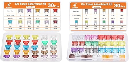 30 Mini fuses + 30 Micro Fuse (2 Ampere 3A 5A 7.5A 10A 15A 20A 25A 30A 35A 40A)