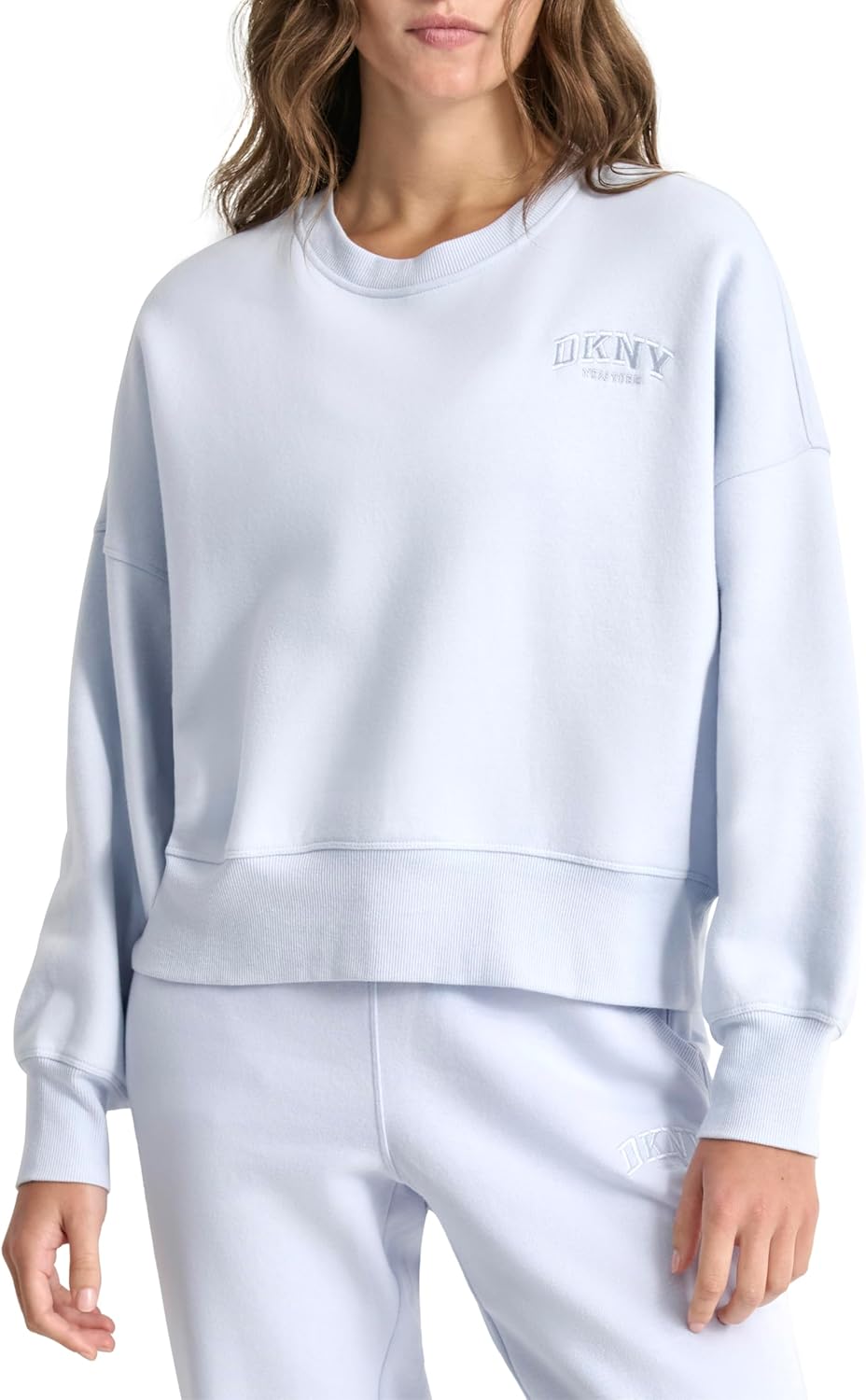 DKNY womens Varsity Embroidered Logo Crewneck Sweatshirt - Image 2