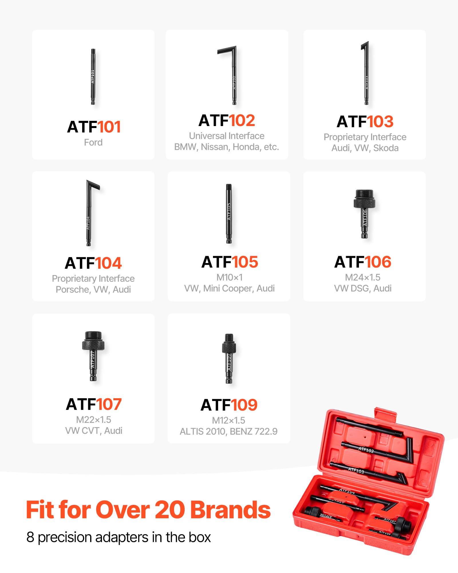 VEVOR Getriebeölpumpe, 7,5 L Fassungsvermögen, Manuelles ATF-Öleinfüllgerät mit 8 ATF-Adaptern & 120 cm Auslass, Ölabsaugpumpe mit HDPE-Tank für Autos & Rasenmäher