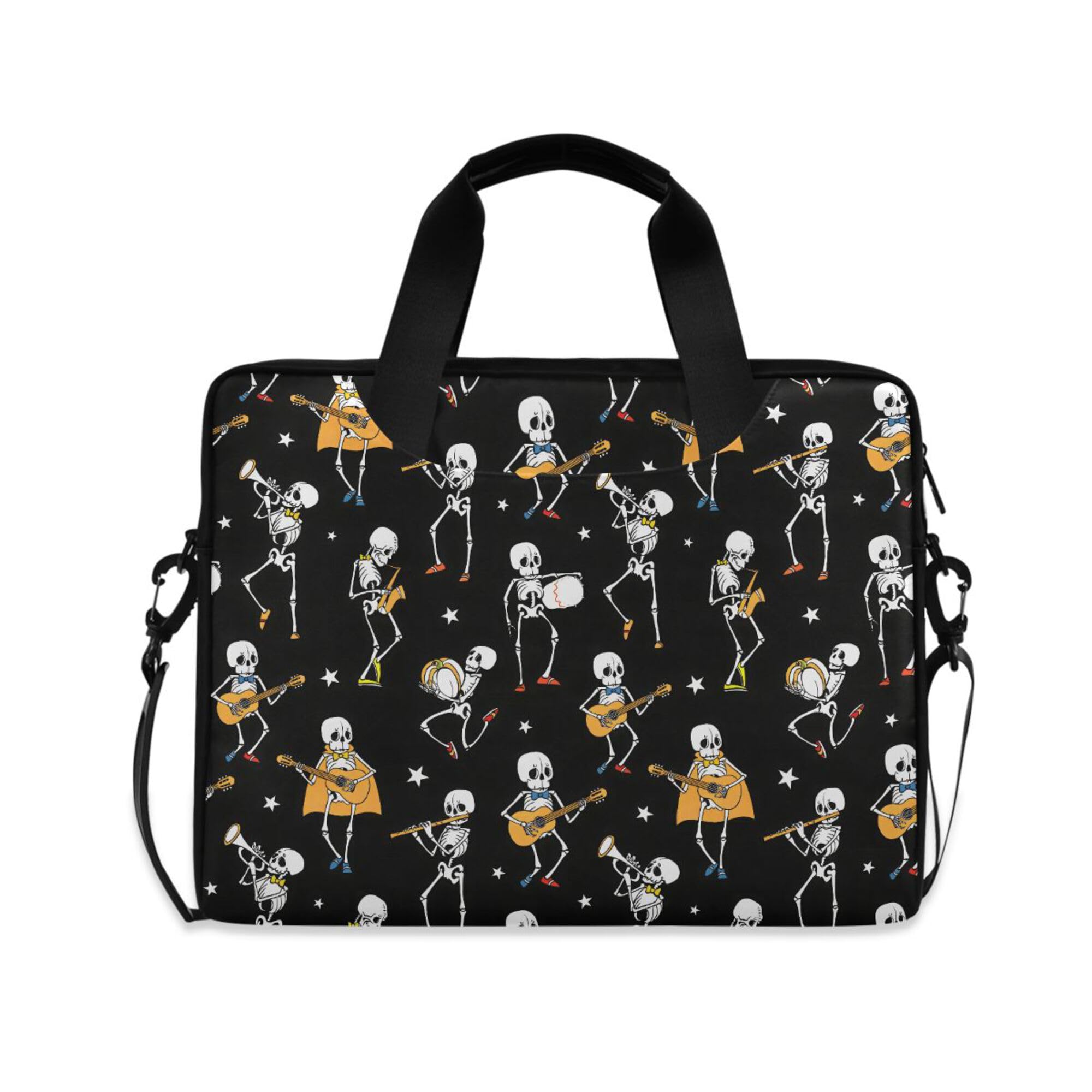 Bolso para laptop de 16 pulgadas resistente con correa ajustable y estampado de esqueletos 8