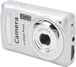 Câmera digital, 1080p Full 16X Zoom 64MP Digital Point and Shoot Camera, tela IPS de 2,4 polegadas, foco automático, câmera vlogging para crianças adolescentes adultos iniciantes (cinza prata)