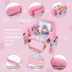 MENZOKE Car Seat Tray, Kids Travel Tray for Toddler, Lap Tray with Dry Erase Board & Cooler Cup Holder, Travel Essentials Accessories with No-Drop Large Tablet iPad Holder Stand,Pink | Road Trip Essentials Accessories Lap Tray with iPad Holder Stand