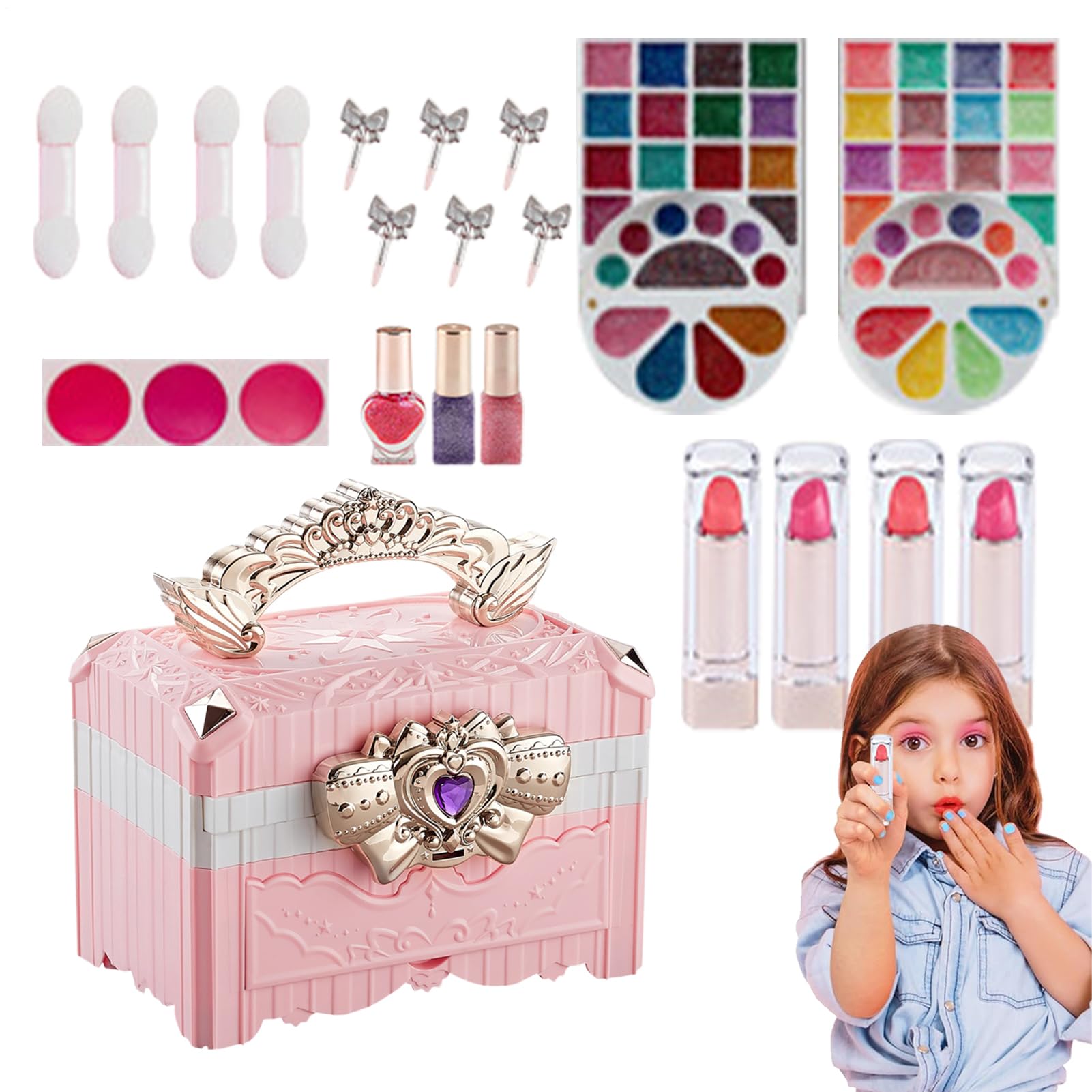 Trucco Giocattolo Per Bambini Lavabile, Ideale Per Giochi Di Fantasia E | Set Beauty Salon Per Ragazze Con Trucco Finto Per Natale Compleanno Festa Vacanza E Per Toeletta Travestimento