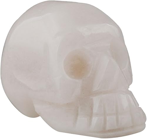 Rockcloud Estatua de calavera humana de Reiki de cristal curativo, esculturas de jade blanco, 1.5 pulgadas