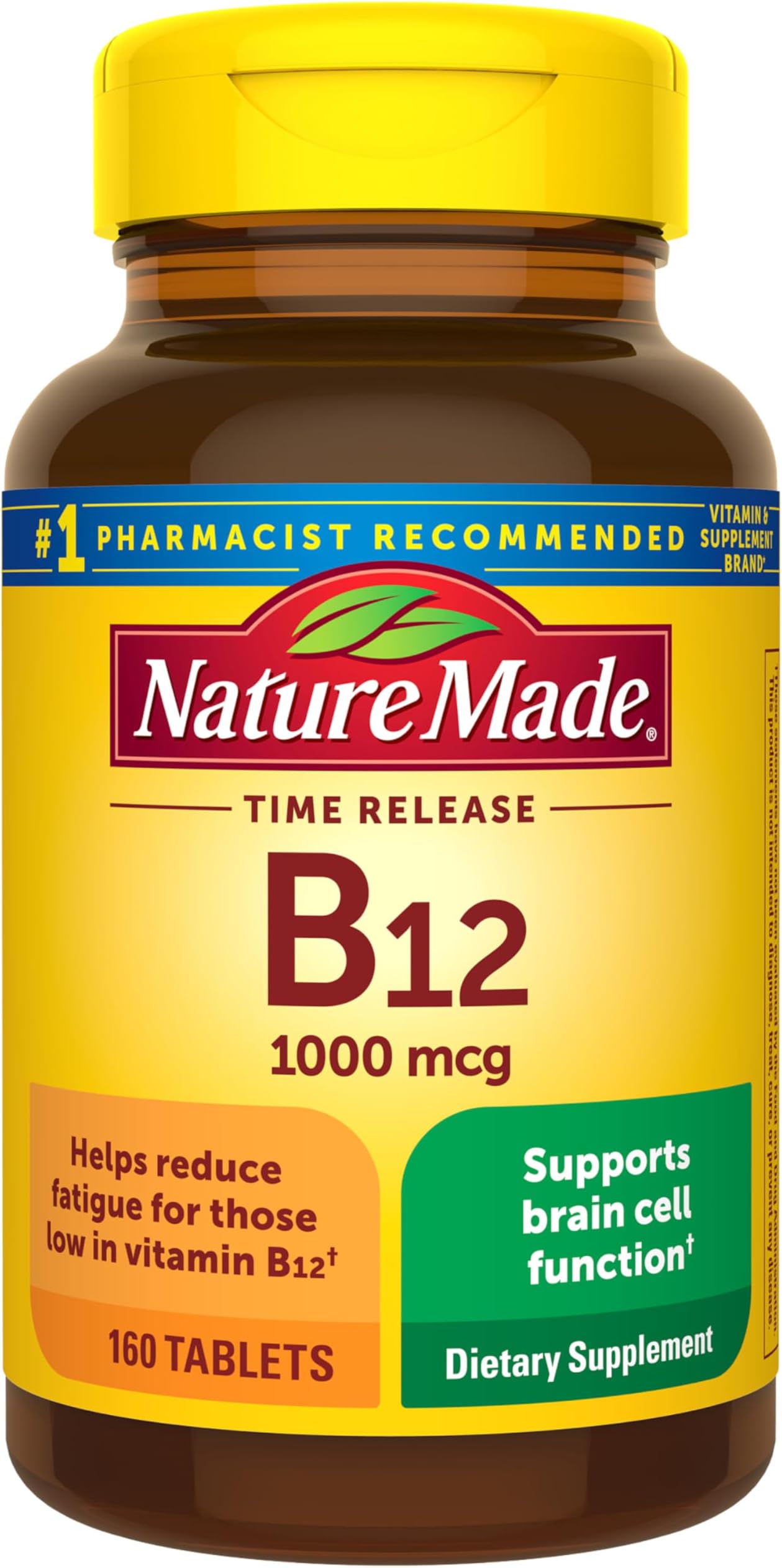 Vitamin B12 1000 mcg, B12 Vitamins, Dietary Supplement for Energy Metabolism Support, 160 Time Release Tablets, 160 Day Supply