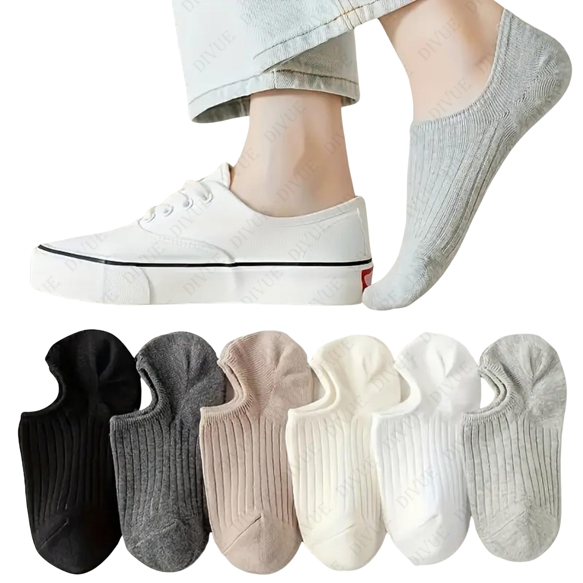 Ankle Length No Show Socks for Men & Women | 6 Pair Multi Color Combo Pack | Soft Cotton Stretch Fabric | Breathable, Sweat Absorbent & Durable | Invisible Casual Sports Socks