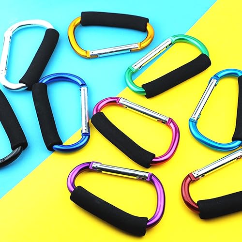 Miniatura 8 de Ganchos para cochecito de bebé, ganchos grandes para cochecito de mamá, 2 piezas de mosquetón organizador para colgar bolsos, bolsa de pañales,