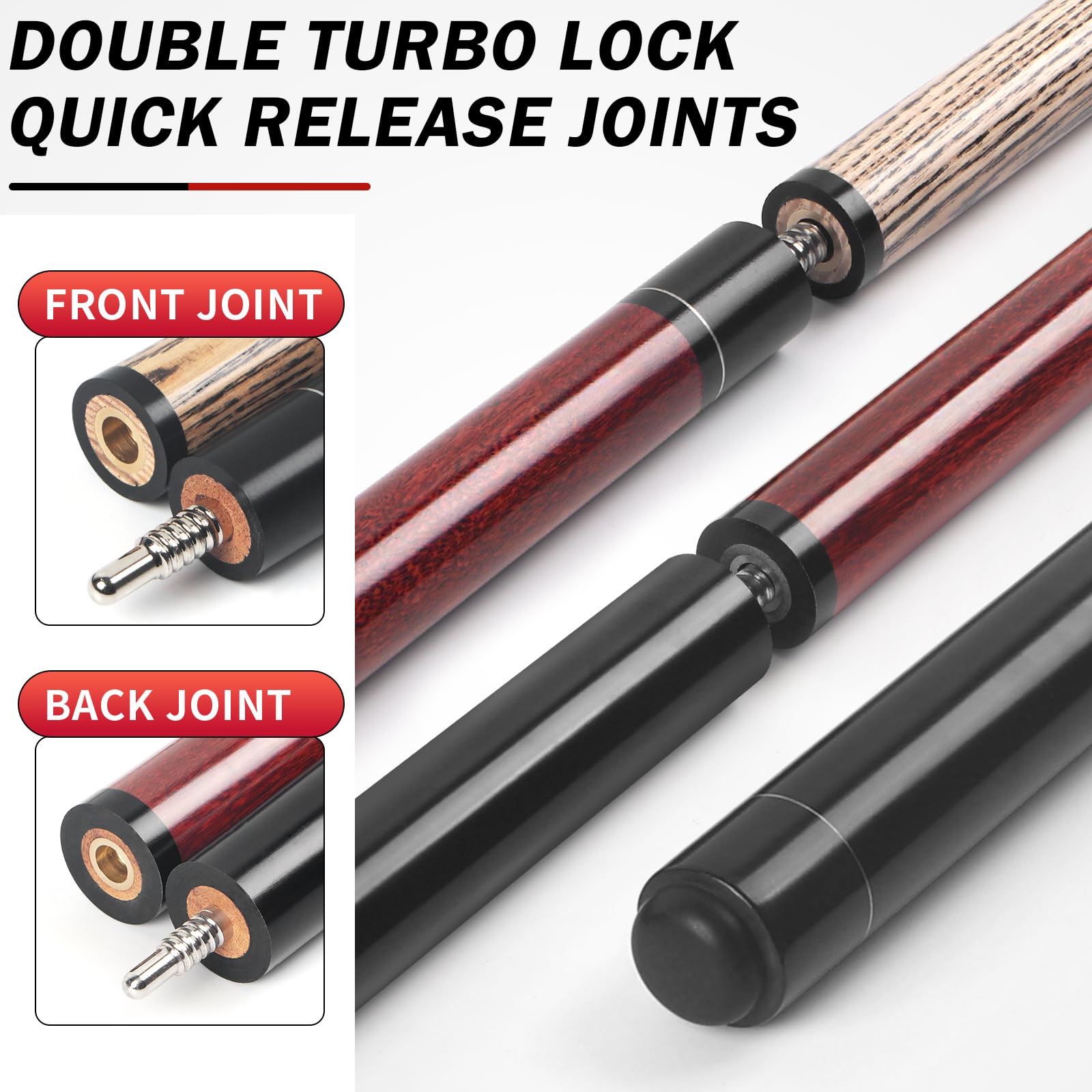 AKLOT Taco de Billar, Heavy Hitter Break Taco/Jump Break Taco 21/23/23-25/28oz 1 Pool Stick 14mm Bakelite Tip for Breaks Explosivos y Saltos sin Esfuerzo o Breaks Explosivos