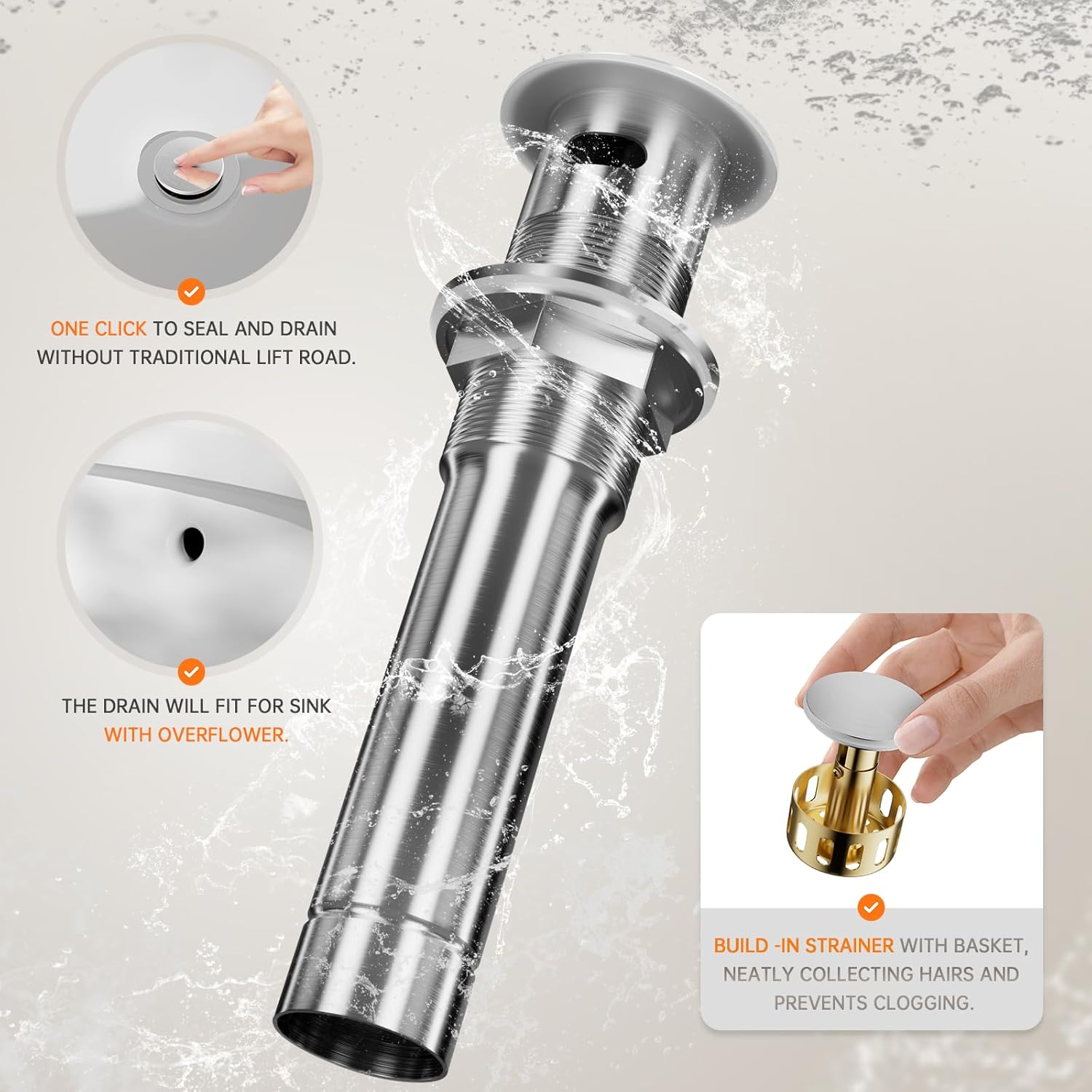 Phiestina 4 Inch Brushed Nickel Rotatable Centerset Bathroom Sink Faucet with Pull-Out Sprayer, Metal Pop-Up Drain, Water Supply Lines, Utility Laundry Faucet for 3-Hole Sinks,JC180CL-BN - Image 9