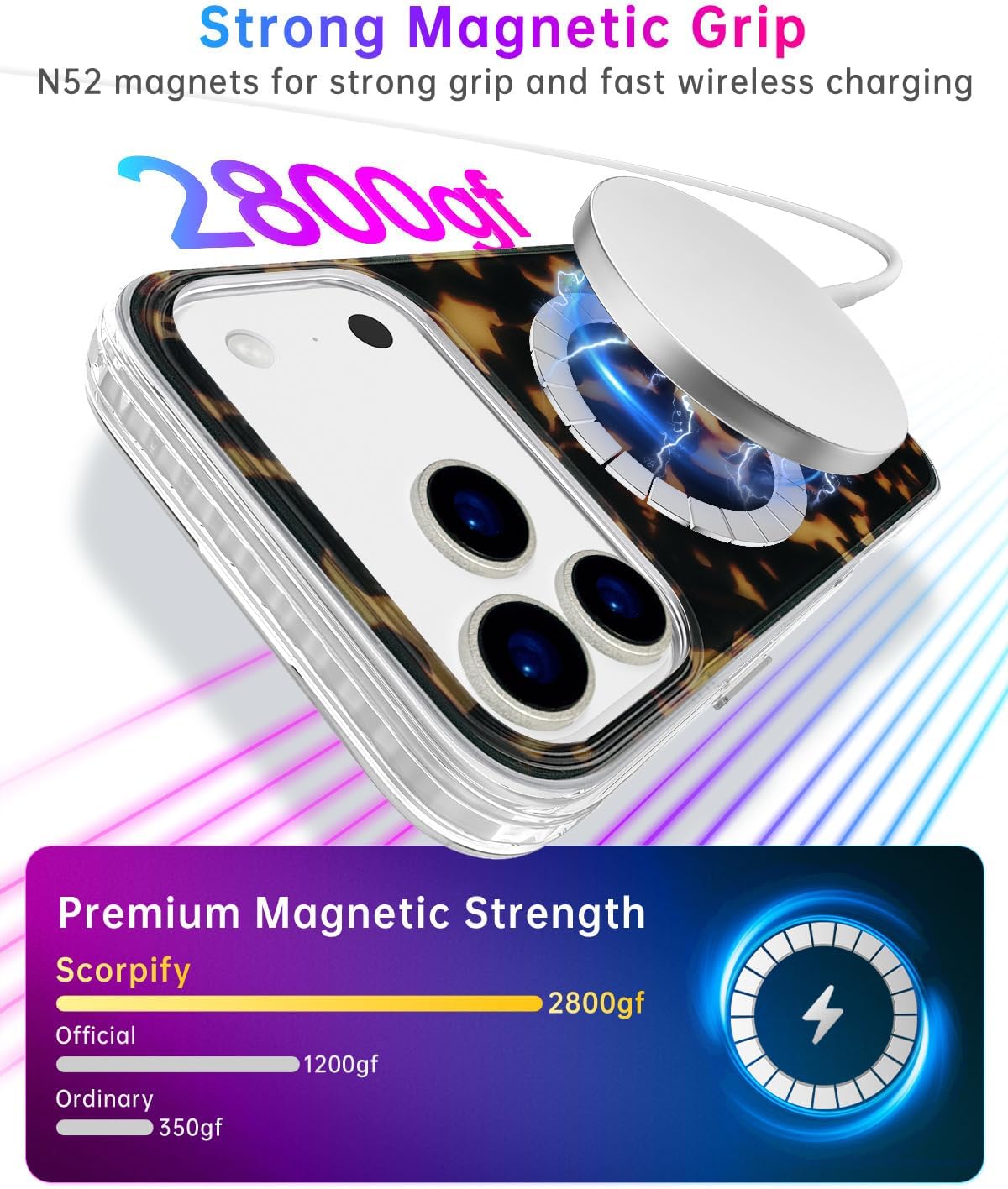 SCORPIFY for iPhone 17 Pro Max Case [Compatible with MagSafe] with Dark Brown Tortoise Shell Design, Cute Brown Magnetic Phone Cover for Women Girls, Slim Shockproof Bumper - Image 4