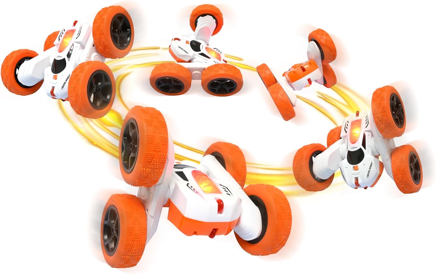 LEXiBOOK- Crosslander Luminous Terrain Car, Wrist Remote, Rechargeable, Electronic Action Kit, White/Orange, Color