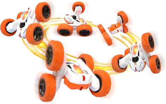 LEXiBOOK- Crosslander Luminous Terrain Car, Wrist Remote, Rechargeable, Electronic Action Kit, White/Orange, Color