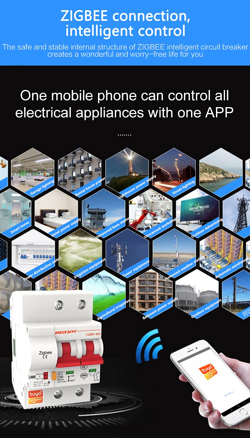 Tuya Zigbee3.0 - Interruttore di potenza intelligente, WiFi 1-4P 220 V/380 V, con monitoraggio energetico e funzione contatore compatibile con Alexa e Google Home