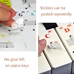 Piano Keyboard Stickers for 88/61/54/49/37 Key, Bold Large Letter Piano Stickers for Learning, Removable Piano Keyboard Letters, Notes Label for Beginners and Kids, Multicolor
