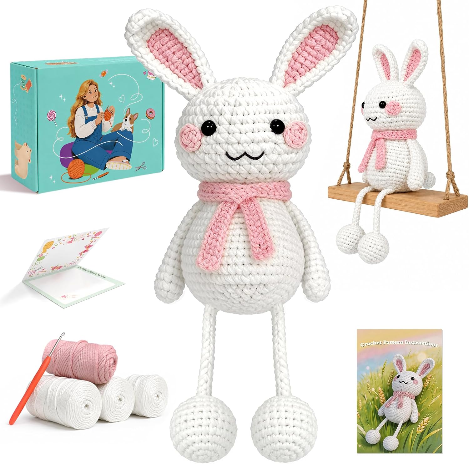 Crochet Kit for Beginners & Adults, Bunny Amigurumi, Ideal Gift for Women