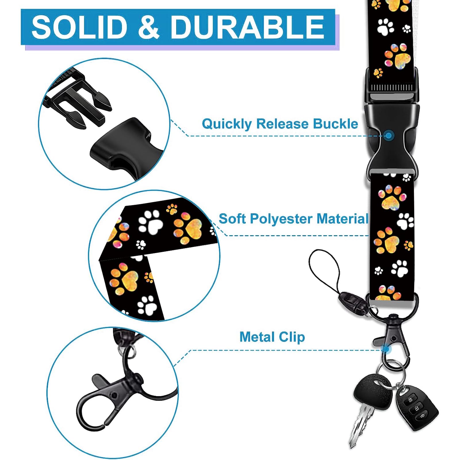 Sunflower ID Badge Holder Set With Breakaway Lanyard & Retractable Reel - Vertical Card Protector For Nurses, Teachers, Office - View #8