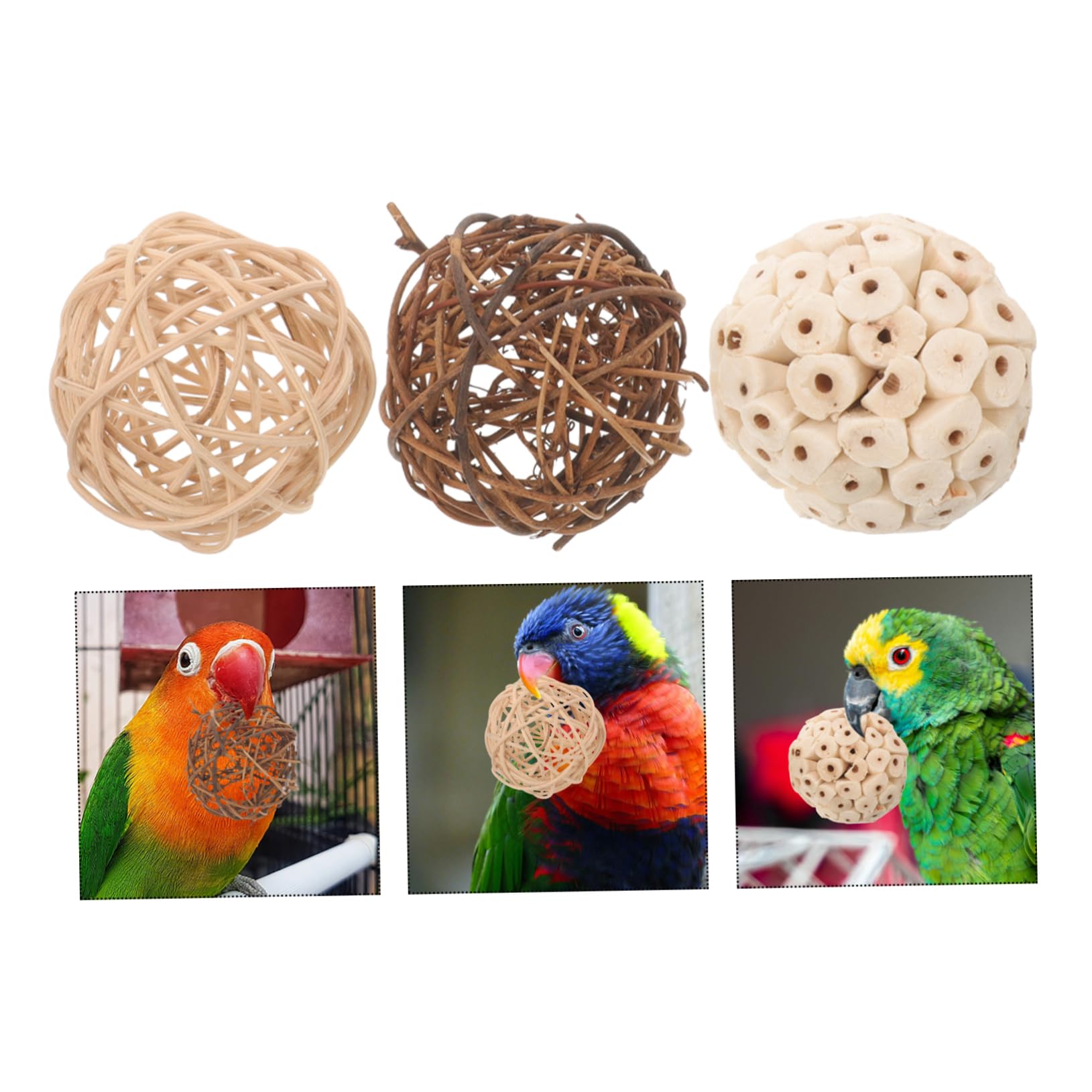 Toddmomy 36pièces Jouets à Mâcher pour Oiseaux De Balles à pour Perroquets Cages Et Petits Animaux Jouets Rotin Et pour Oiseaux De Compagnie