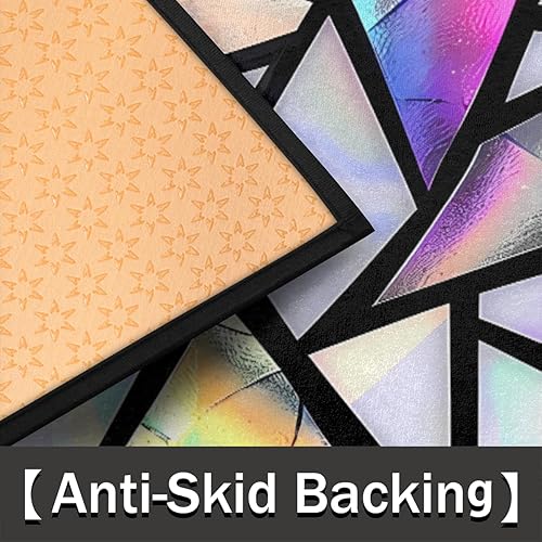 Miniatura 3 de AUUXVA Tapete semicircular con patrón de triángulos iridiscentes, para entrada interior, patrón geométrico, antideslizante, absorbente, 24 x 36
