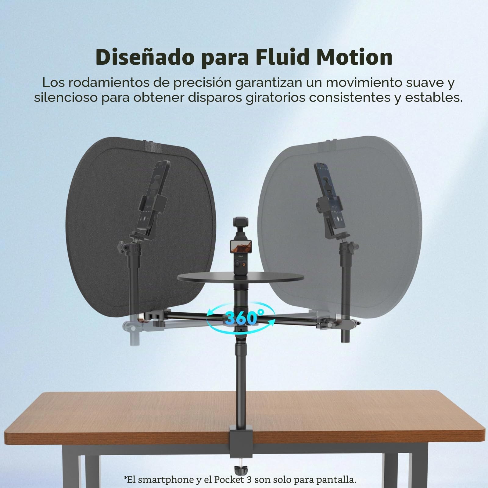 Plataforma Giratoria 360° para Fotografía con Fondo, Plato Giratorio Modular para Vídeo y Productos, Rotación Suave con Doble Rodamiento, para Smartphone, DSLR y Mirrorless, Carga 5 kg – V360MINI