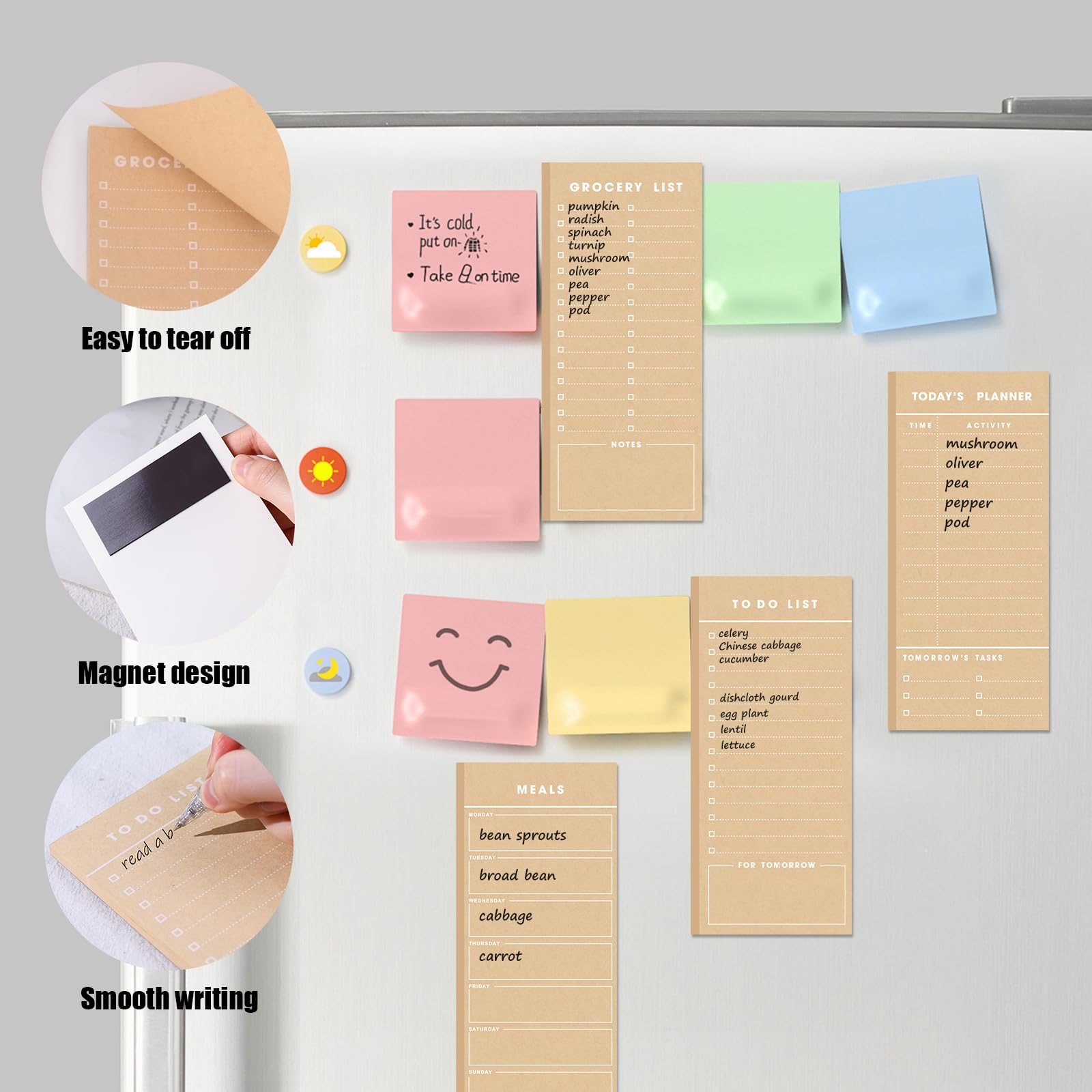 Amazon.co.jp: HEYPLACE 冷蔵庫用マグネットメモ帳 4個 クラフト