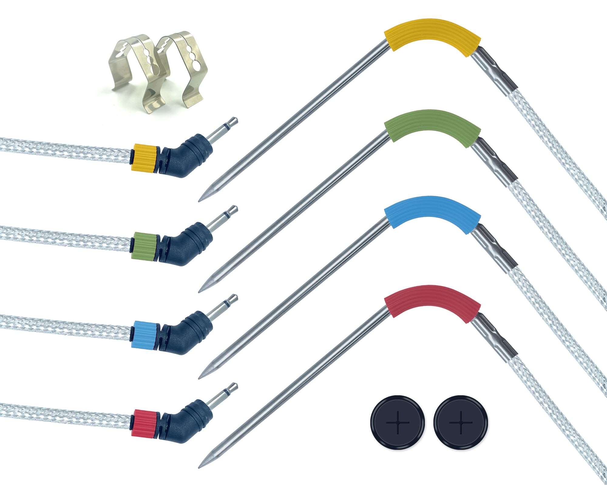4-Pack Replacement Meat Temperature Probes for Weber Probe, iGrill & Weber Connect Smart Grilling Hub, 2.5mm Plug 48in Cable, ±1°C Accurate Washable