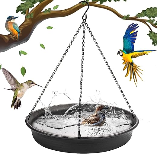 Hanging Bird Bath Hanging Bird-Feeder - CARGEN Garden BirdBath Tray Wildlife Feeder Plate Water Bowl or Water Bowl for Outdoors Garden Patio Decoration