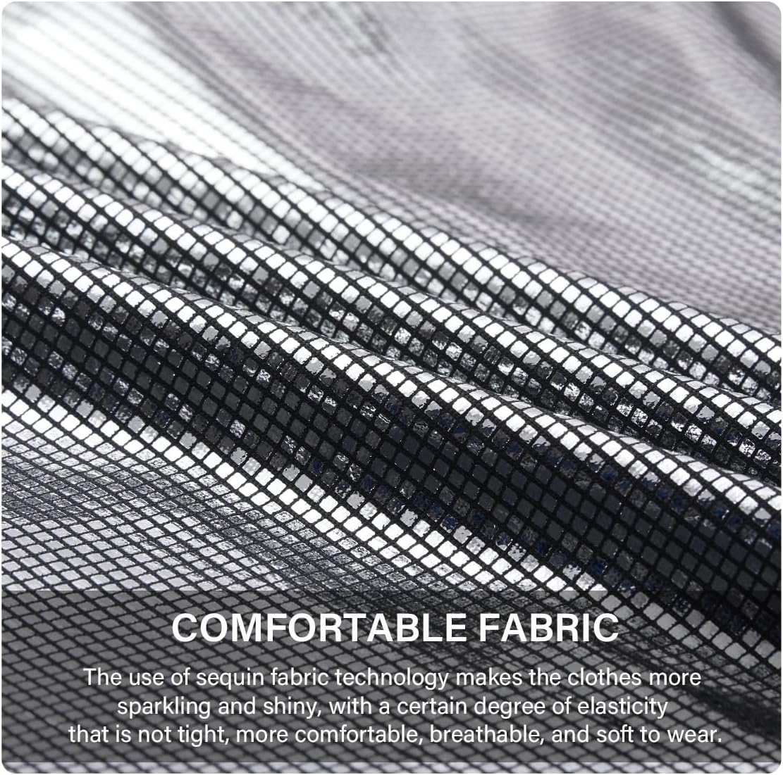 Casey Kevin Men's Short Sleeve Collared Metallic Shirts Button Down Reflective Sequin Rave Outfit Holographic Disco Top - Image 5