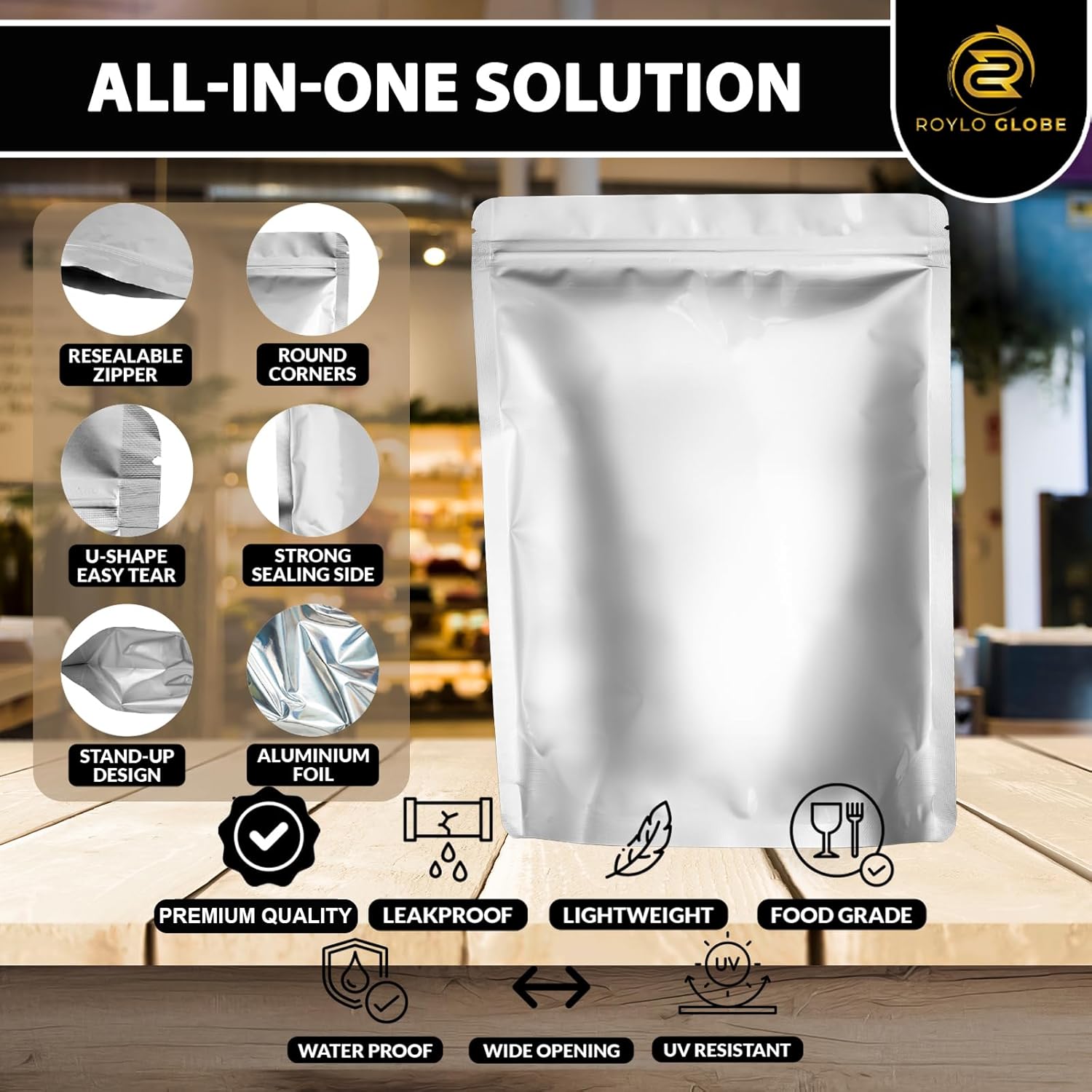 100pcs Quart Mylar Bags with 100 x 500cc Oxygen Absorbers-112 Labels & 10 MIL Thick Stand-Up Reusable Airtight Resealable Bags with 5 Clips - Large Mylar Bags For Food Storage
