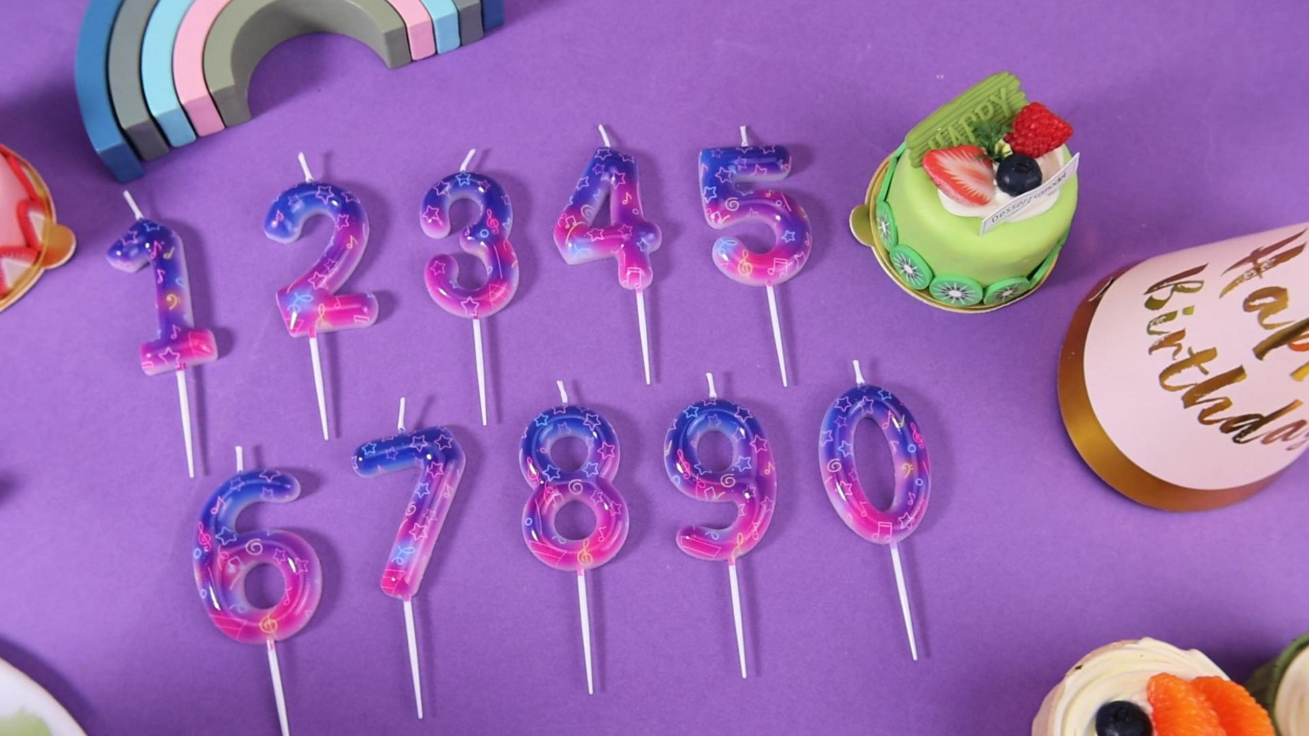 Image of Purple Number 1 Birthday Candles, Cartoon Themed Cupcake Toppers for Boys Girls Cake Decorations, Cake Toppers, Birthday Decorations Party Supplies, Number Candles for Party Decor