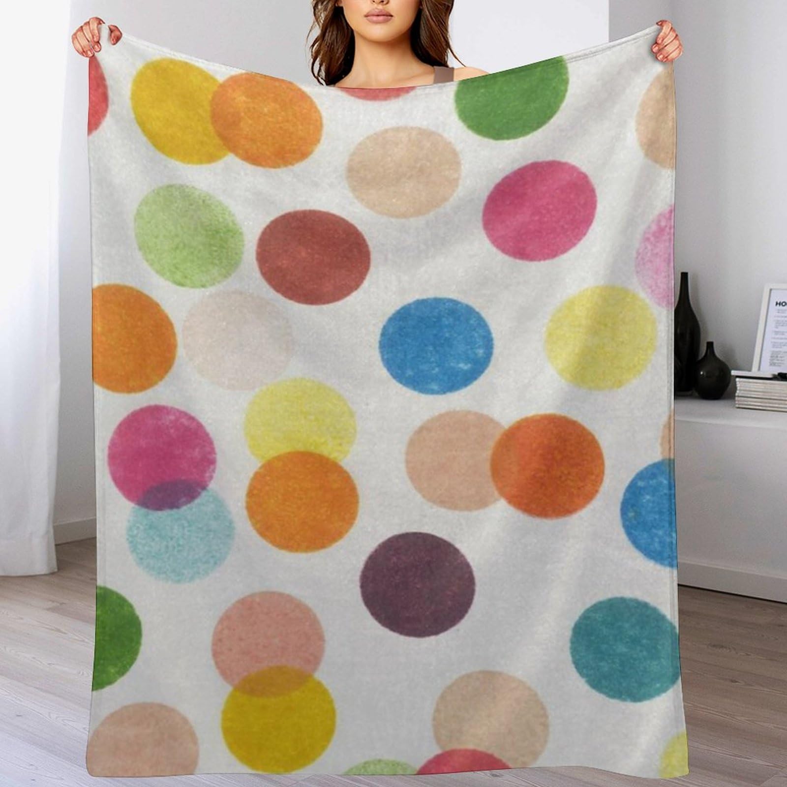 Amazon｜ブランケット カラフル ドット柄 水玉 毛布 ひざ掛け もうふ