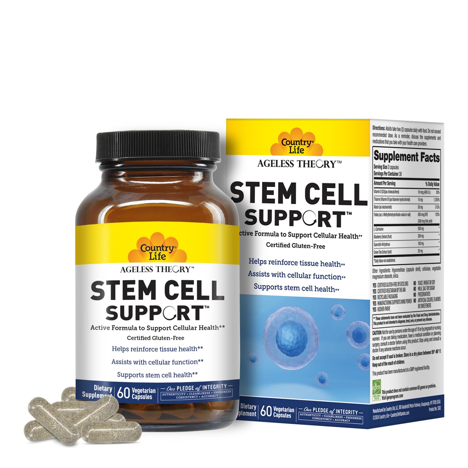 Country Life Ageless Theory Stem Cell Support, 60 Vegetarian Capsules