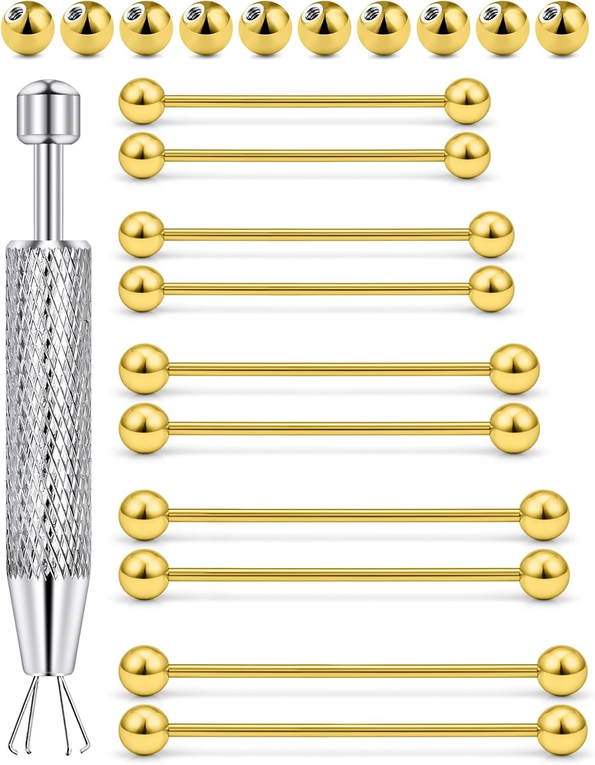 16G Surgical Steel Industrial Barbell Piercing Jewelry 28-45mm Set Industrial Earrings for Women Men Siver Gold
