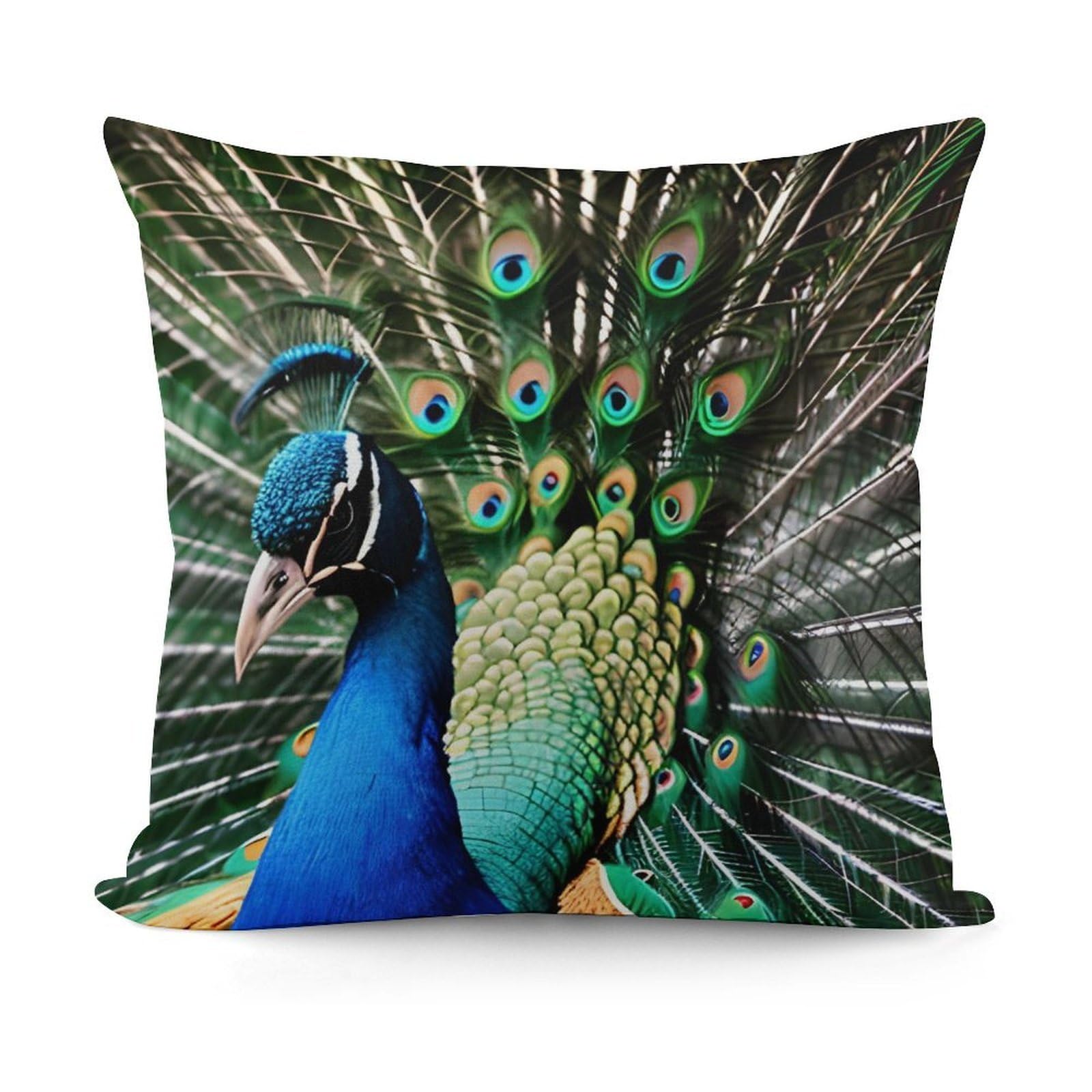 VstaDank Peacock Throw Pillow Covers Fade-Resistant Plush Pillow Case Cozy Square Cushion Case Removable Pillowcase Exquisite Pillow Shams Soft Pillow Protector 18"x18"