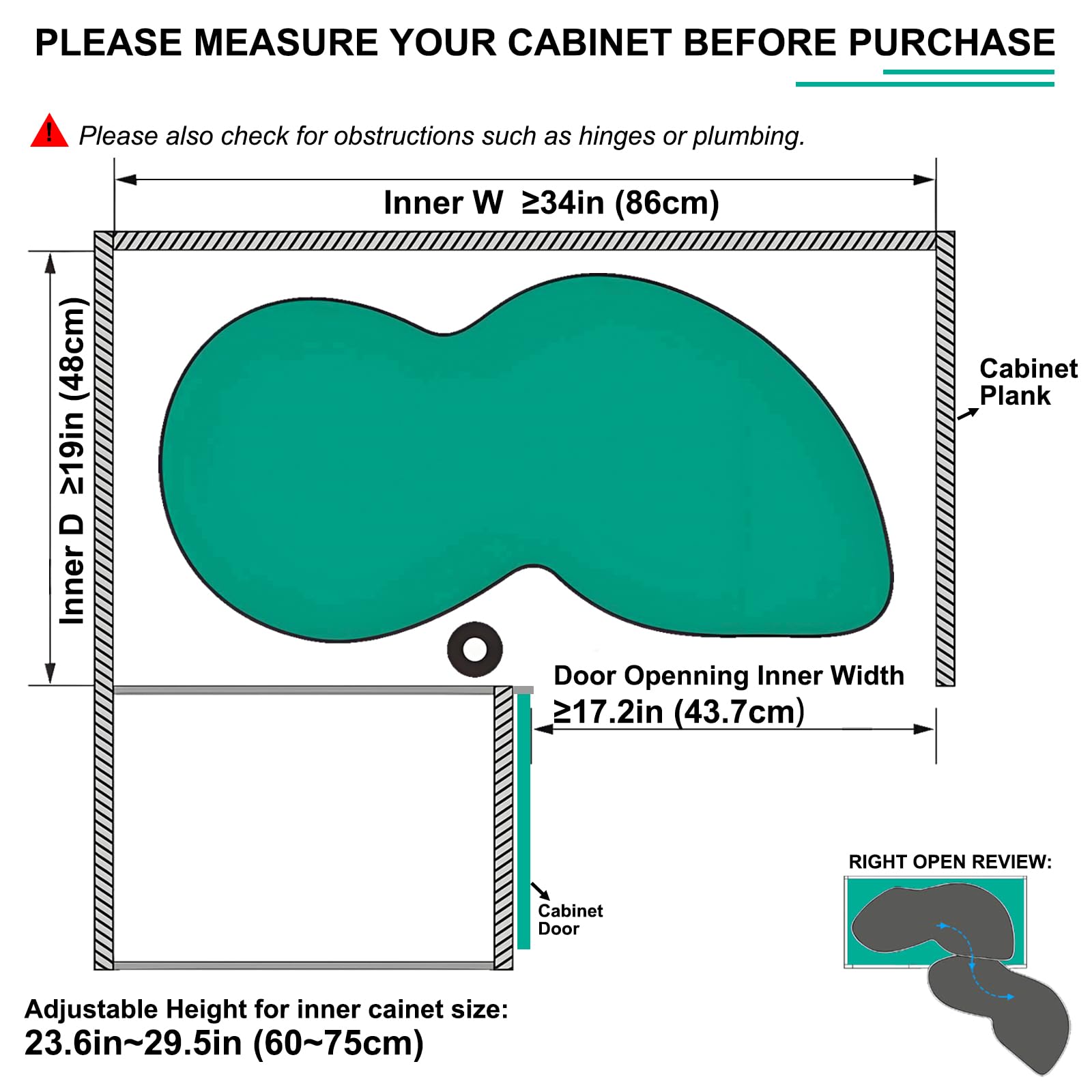 Lazy Susan - Organizer ad angolo per mobili ad angolo, 81,3 cm, a 2 ripiani, ad angolo, estraibile, con abbassamento automatico, altezza regolabile, colore: nero