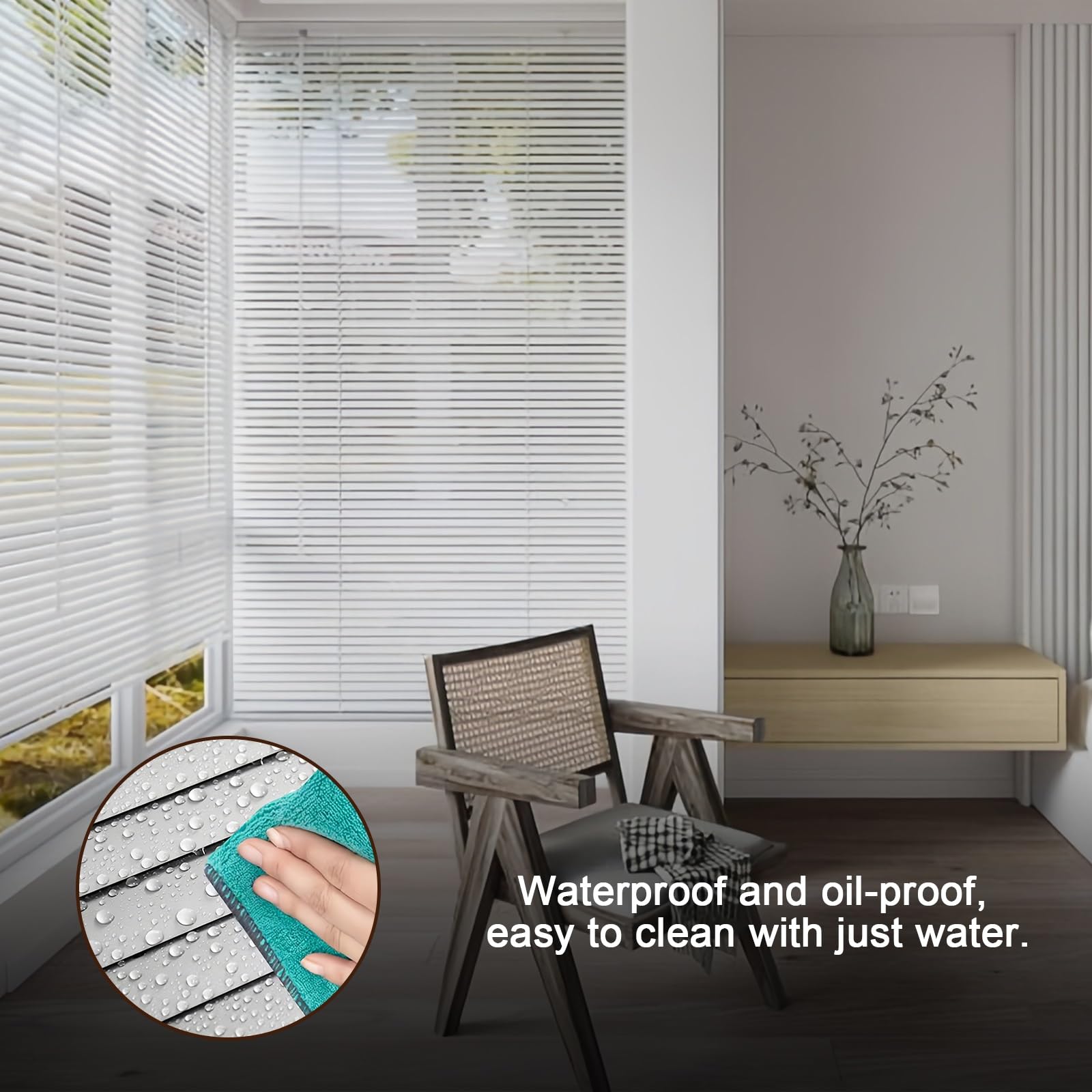 Tende Veneziane, Tenda Veneziana in Alluminio per Interni, Privacy, Kit di montaggio incluso, Senza Foratura, per Finestra,Porta,Bagno