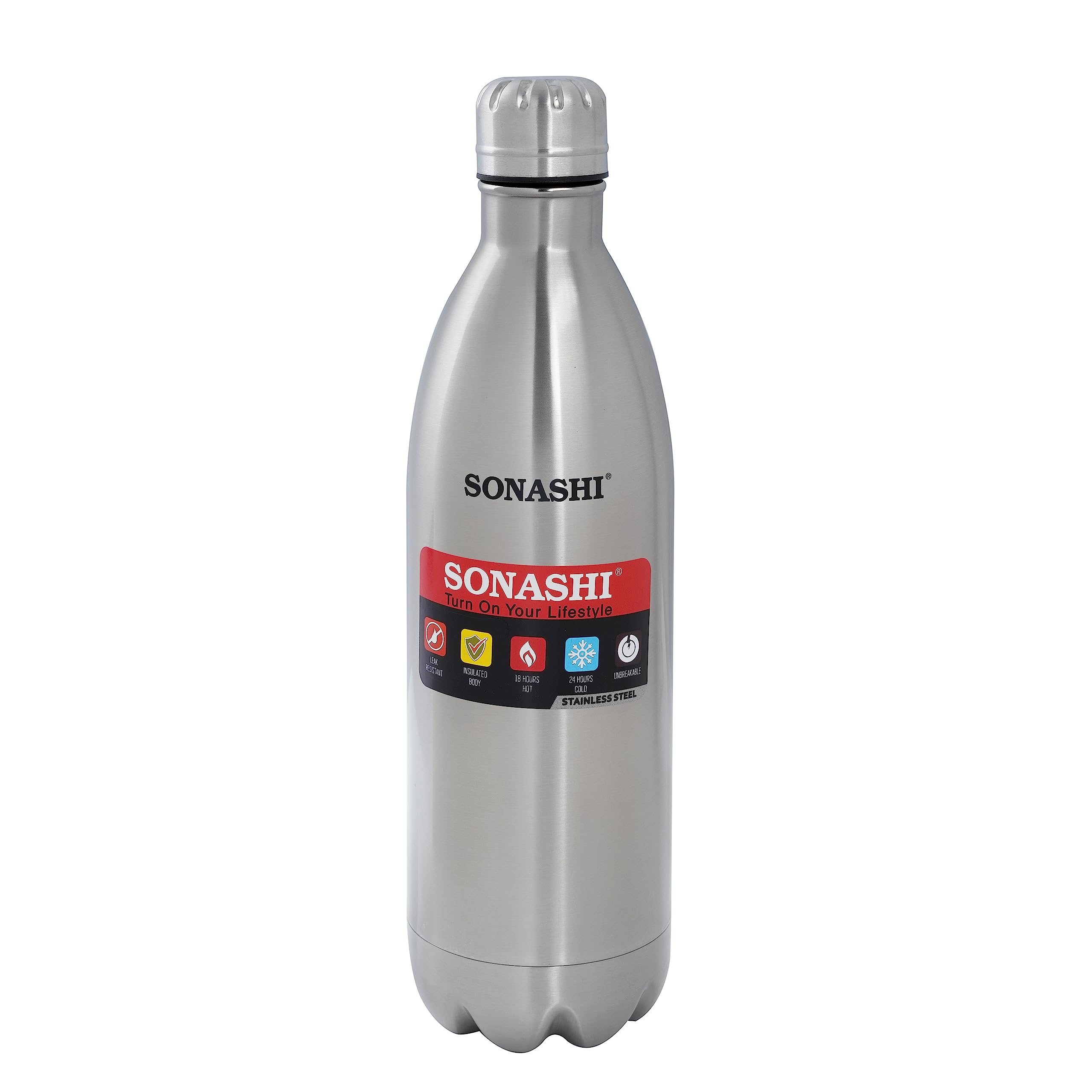 Sonashi SVB-1002 1000ML Flask Bottle – Silver Insulated Bottle w/Temperature Retention, Stainless Steel, Durable, Unbreakable | Flask Bottle | Home Appliance