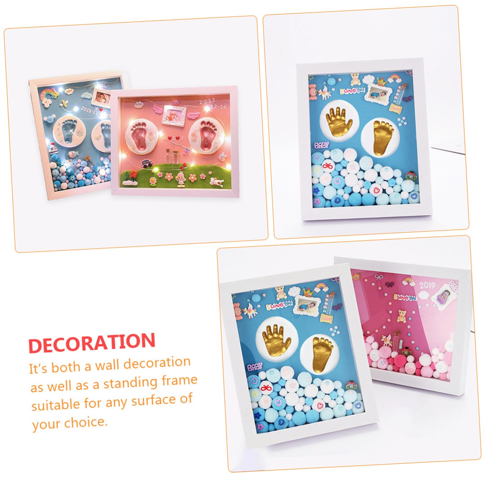 ABOOFAN Kit Impronta Mani e Piedi per Ragazzo Ragazza in Acrilico Oro Cornice da Parete, Regalo per Bambine, Ricordo Prima Infanzia Unico e Originale