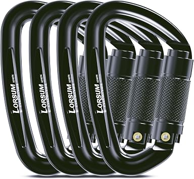 4" Auto Locking Climbing Carabiner, 26KN/ 5728lbs Large Carabiner Clips, UIAA Certified Heavy Duty Caribbean Clips for Rock Climbing, Camping, Hammock, Rescue, D Shaped Twist Lock