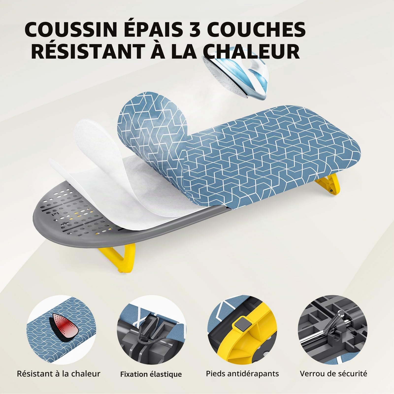 KINGRACK Table à Repasser Pliable - Petite Planche à Repasser - Housse de Planche à Repasser Pliable et Portable avec Pieds antidérapants pour Un Usage Domestique - 30 x 81 cm - Bleu foncé