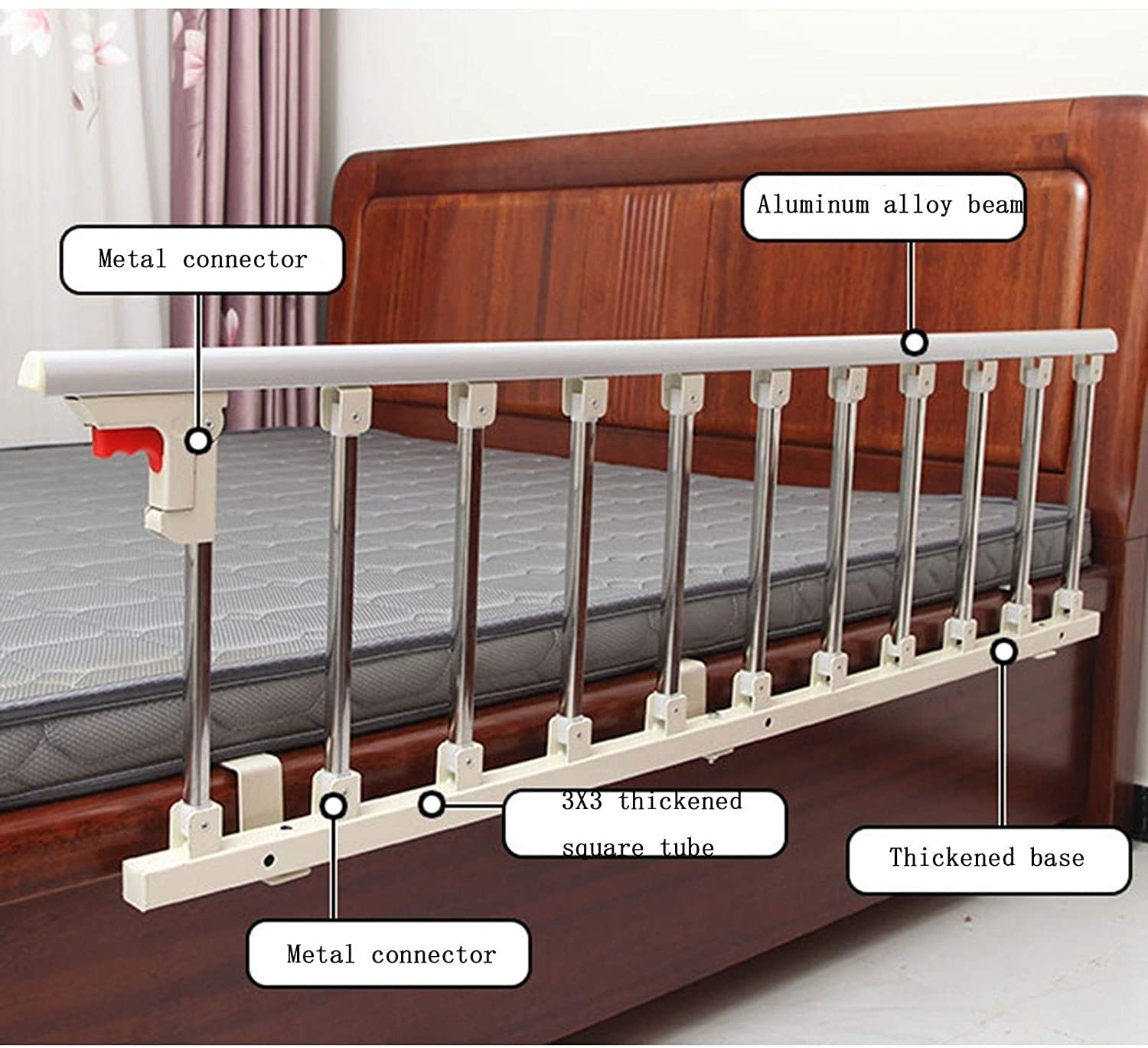 Barandilla de Cama Plegable para Ancianos, protección Lateral de Seguridad para Adultos Mayores, asa de Asistencia, barandilla de Cama de Hospital, Parachoques de Agarre de aleació