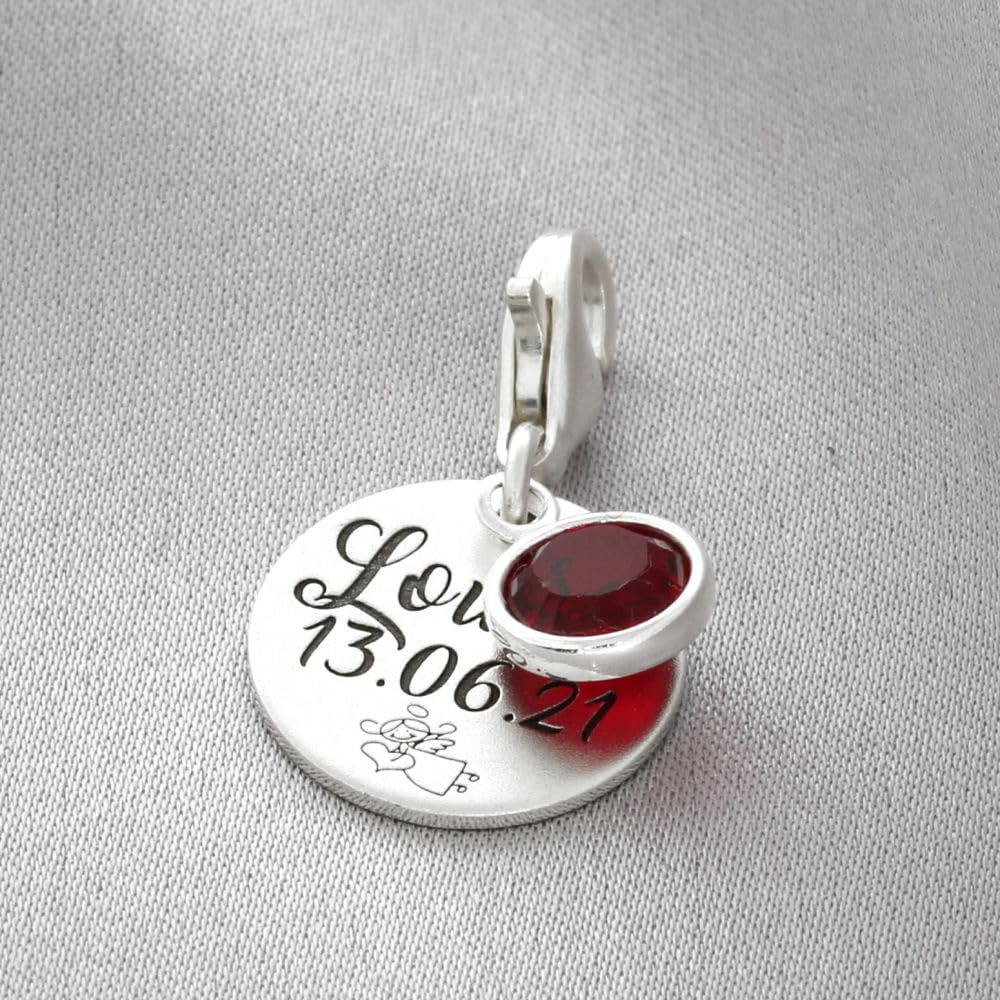 Charms Anhänger 925 Silber Gravur Schlüsselanhänger personalisiert Geschenk Geburt Charm Name Namensgravur Bettelarmband Zusatzanhänger | HANDMADE IN GERMANY
