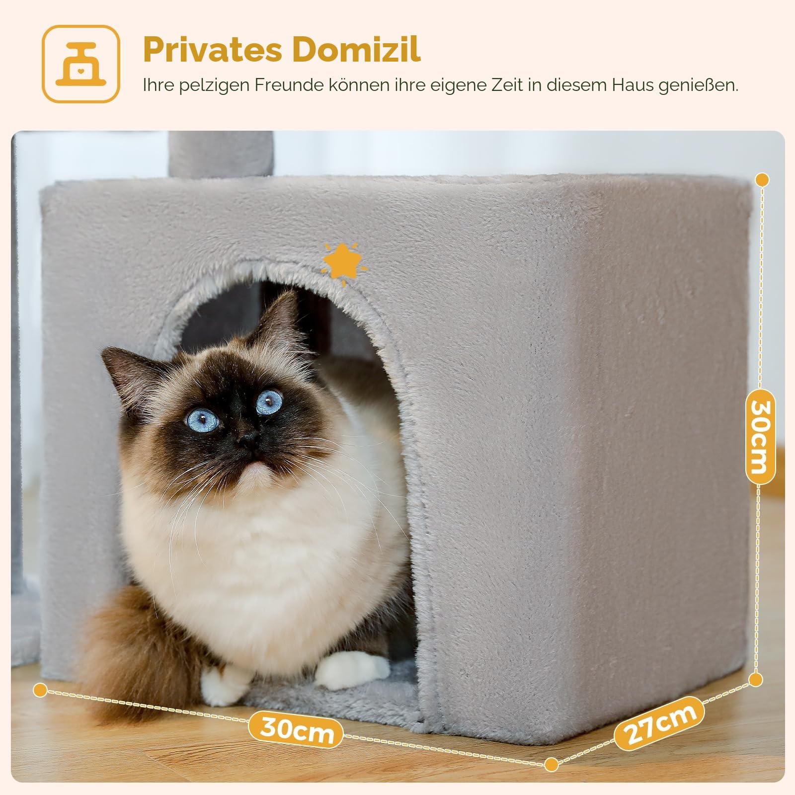PAWZ Road Kratzbaum, Kleiner Katzenturm [73cm] mit großer Hängematte, 2 Arten von Katzen Aktivität Baum mit Sisal Katze Kratzbaum, interaktive Danging Ball für Indoor-Katzen, Grau